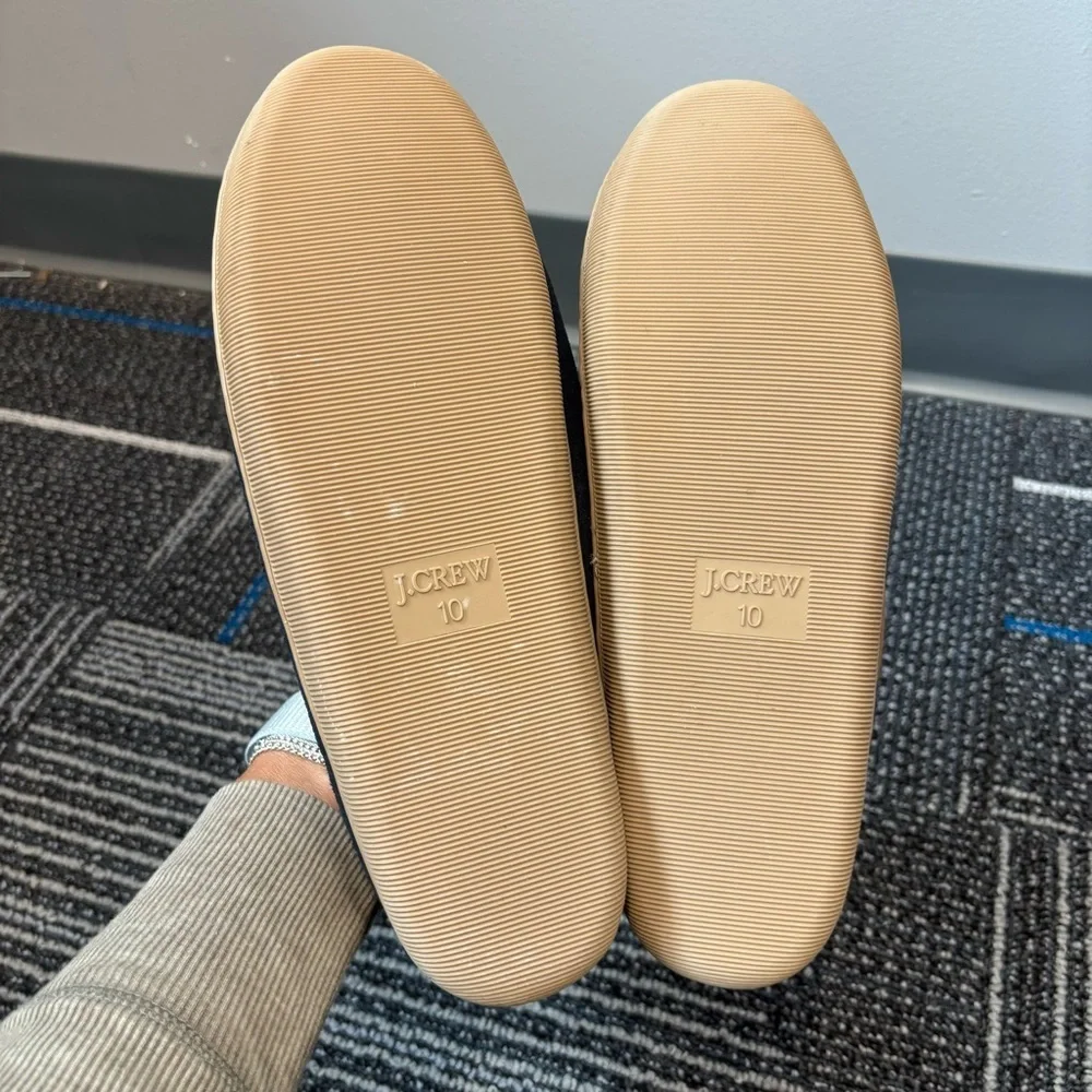 J Crew Men's 10 Navy Suede Slippers faux Fur Lined